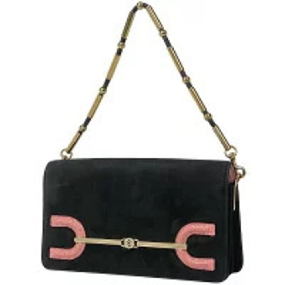 Loewe chain shoulder bag Hobo handbag suede black pink